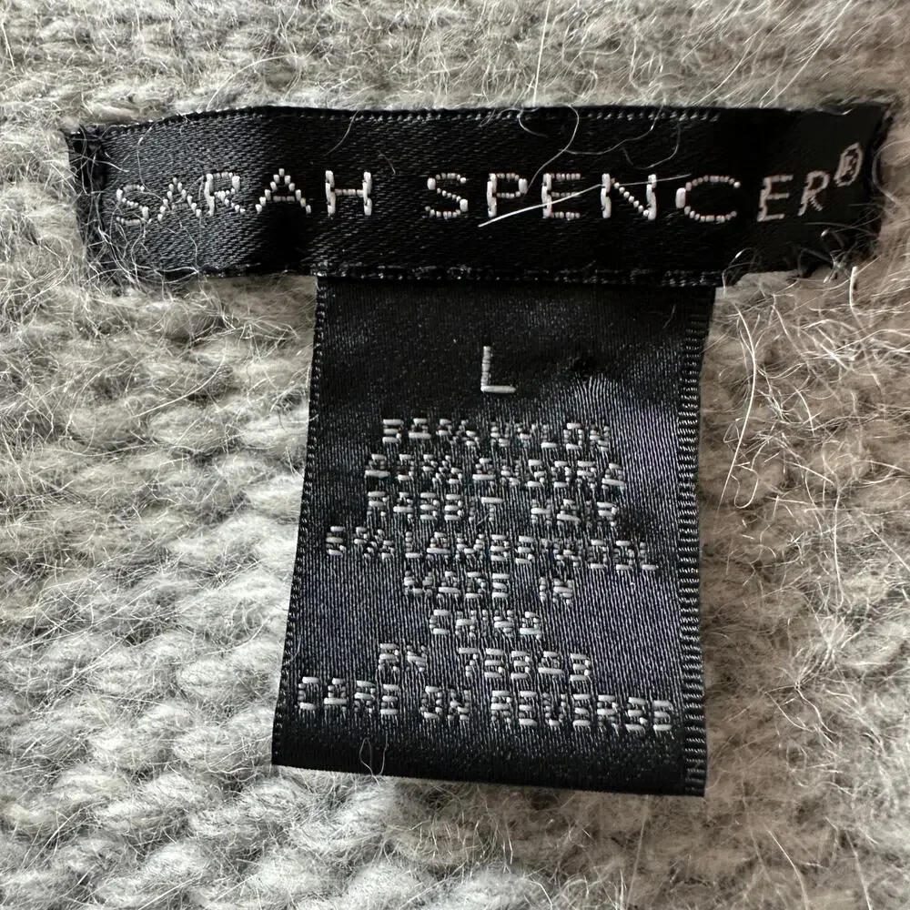 Sarah Spencer Grey Angora Lambswool Blend Single Button Knit Cardigan‎ Sweater L